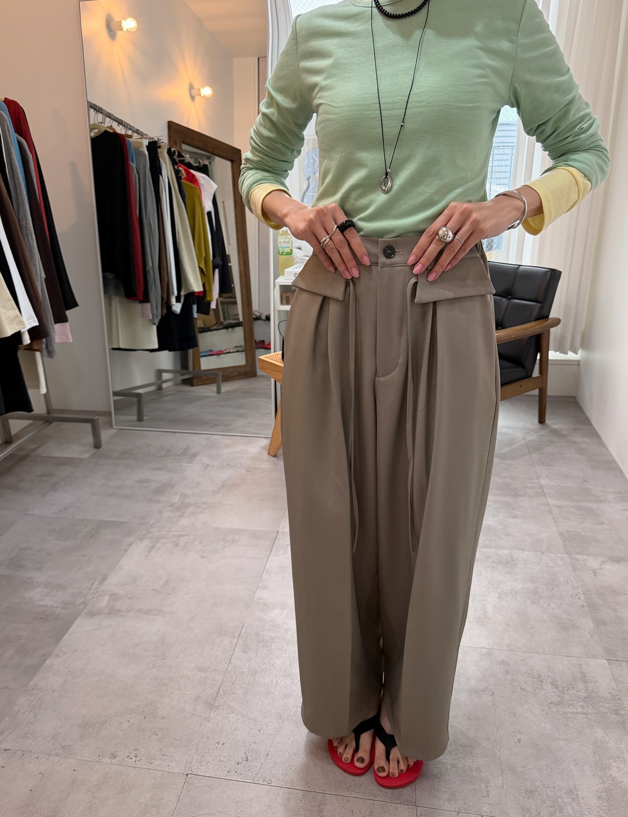 【新作5％OFF・3日間】2Pocket Pin-tuck Wide Slacks_3colors