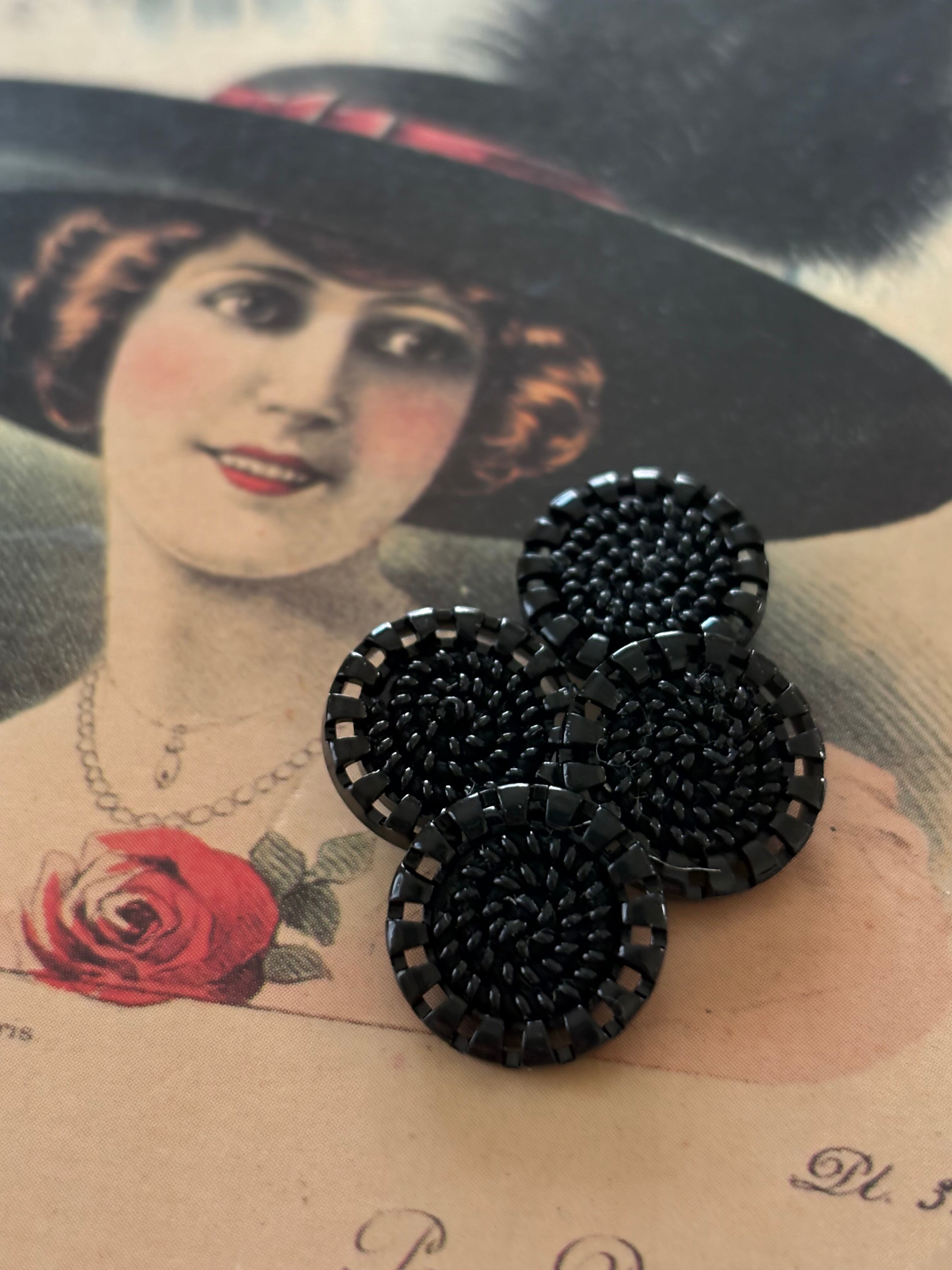 15mm Japanese ヴィンテージボタン ブラック レトロ アクセサリーパーツ デコレーション材