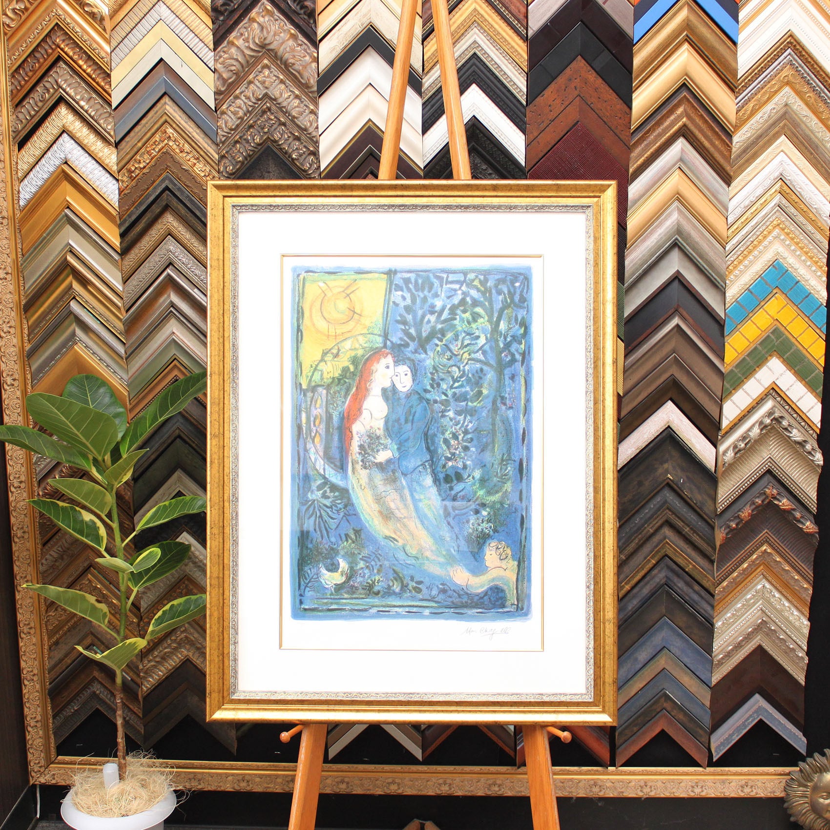 マルク シャガール作品「結婚式」額縁4色選択可能 作品証明書 展示用フック 限定500部エディション付複製画リトグラ