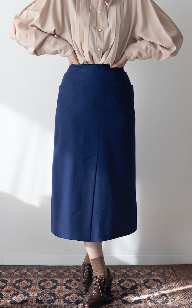 slit wool tight skirt