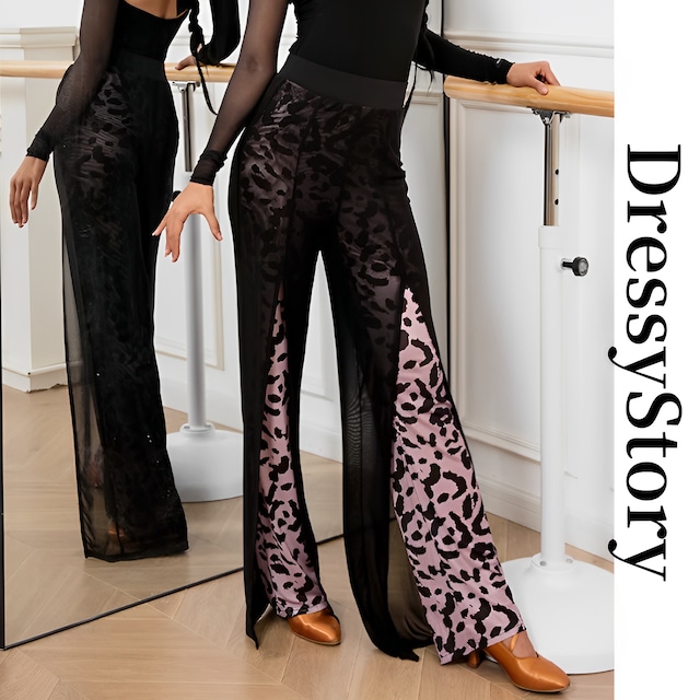 シアー スリット レオパードデザイン パンツ ds0275