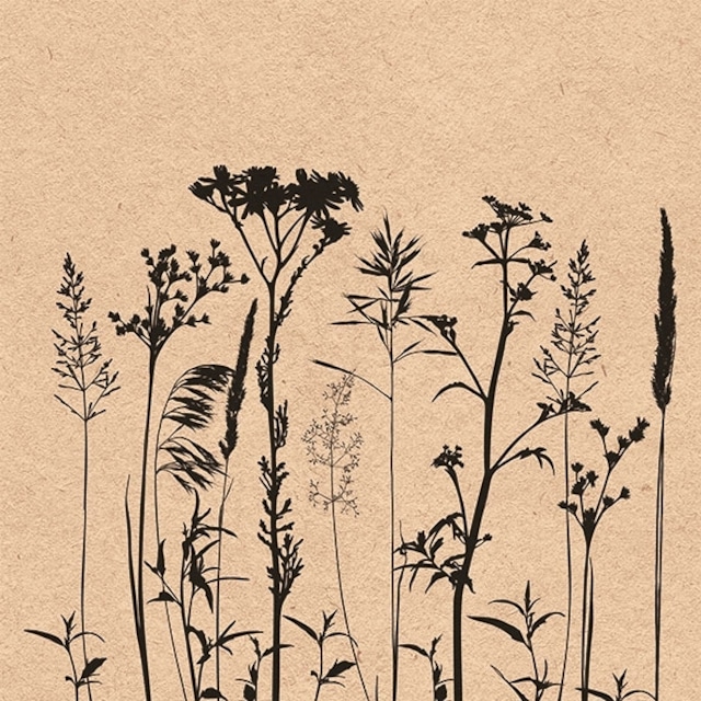 【Ambiente】バラ売り2枚 ランチサイズ ペーパーナプキン Herbs And Flowers Black ナチュラル