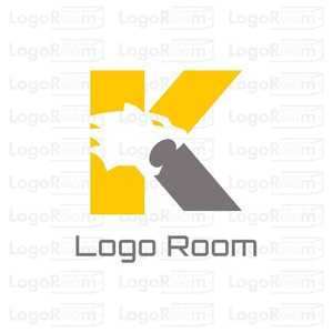 No829 Kと虎のロゴ【アルファベット、K、虎、黄色、シンプル、格好良い、クール、建築、建設、製造、設備、IT、WEB、ネット、テクノロジー、ショップ、ブランド、商品、スポーツ】
