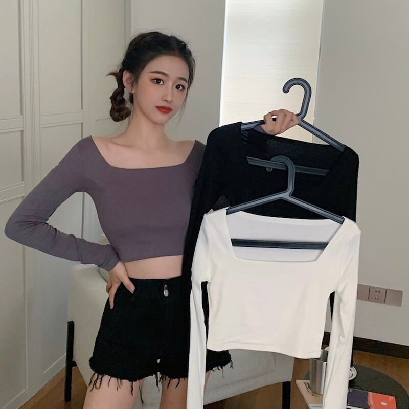 ショートトップス レディーススプリングシャツ Tシャツ ロング 春物 スクウェア ドラファッションホール28712703019