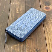 アリゲーター ベルベット 長財布 ブルージーン