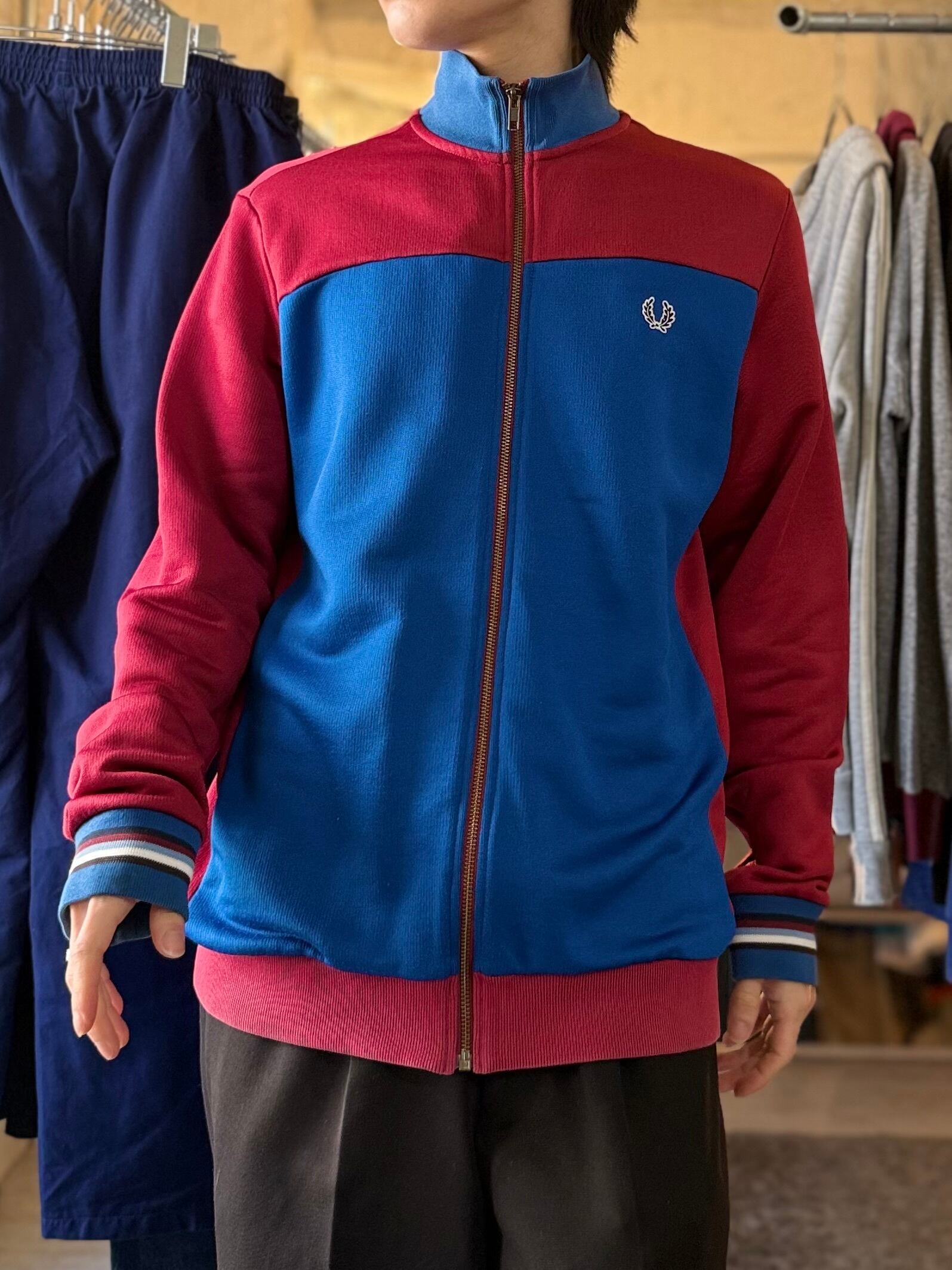 Fred Perry BradleyWiggins Track Jacket Red Blue | mesen
