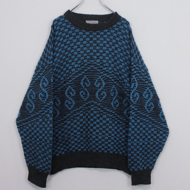 【Caka act2】Artistic Pattern Euro Vintage Loose Pullover Knit