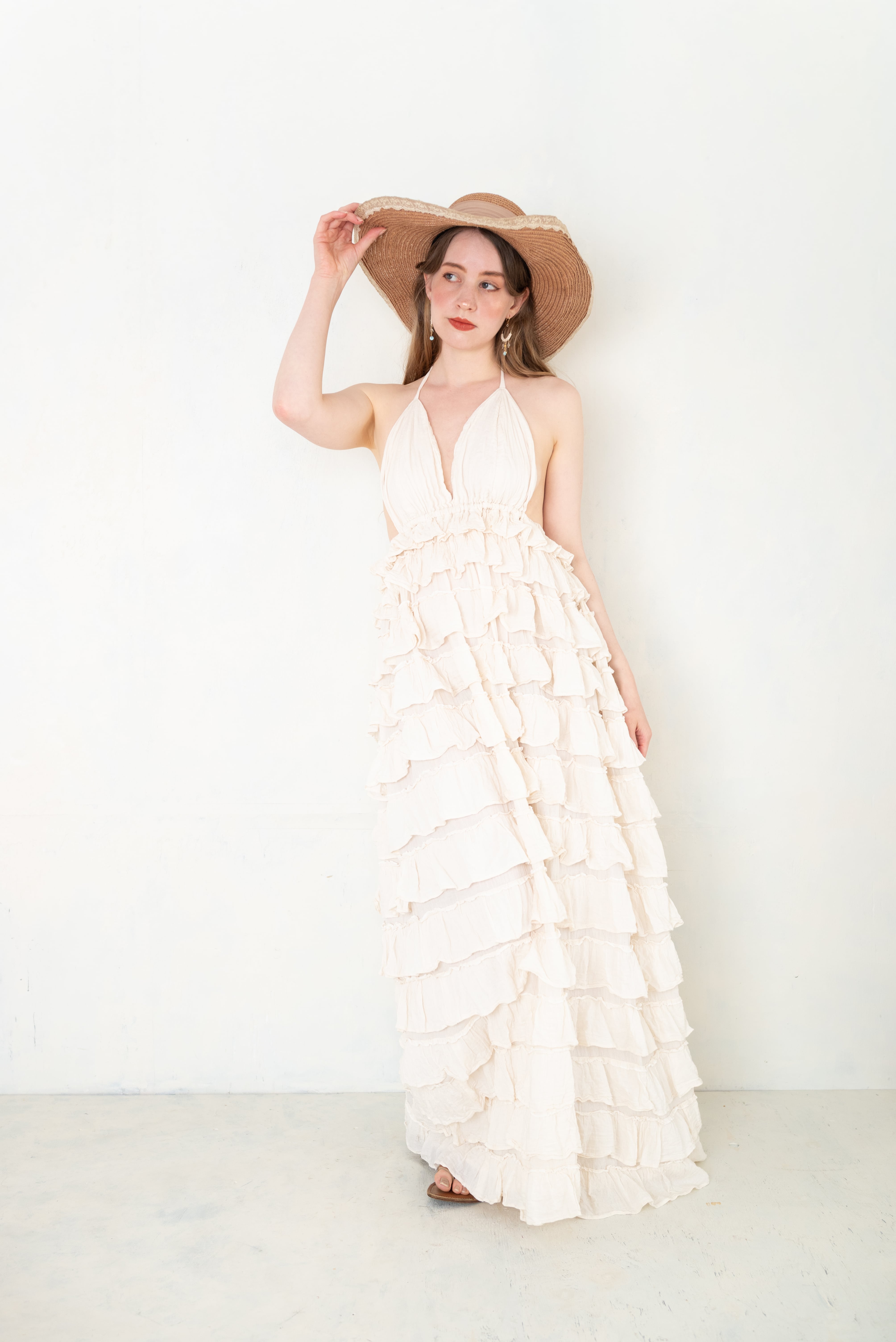 Roselle Dress(ロゼル)花びらの余韻/オーガニックコットンティアードフリルドレス