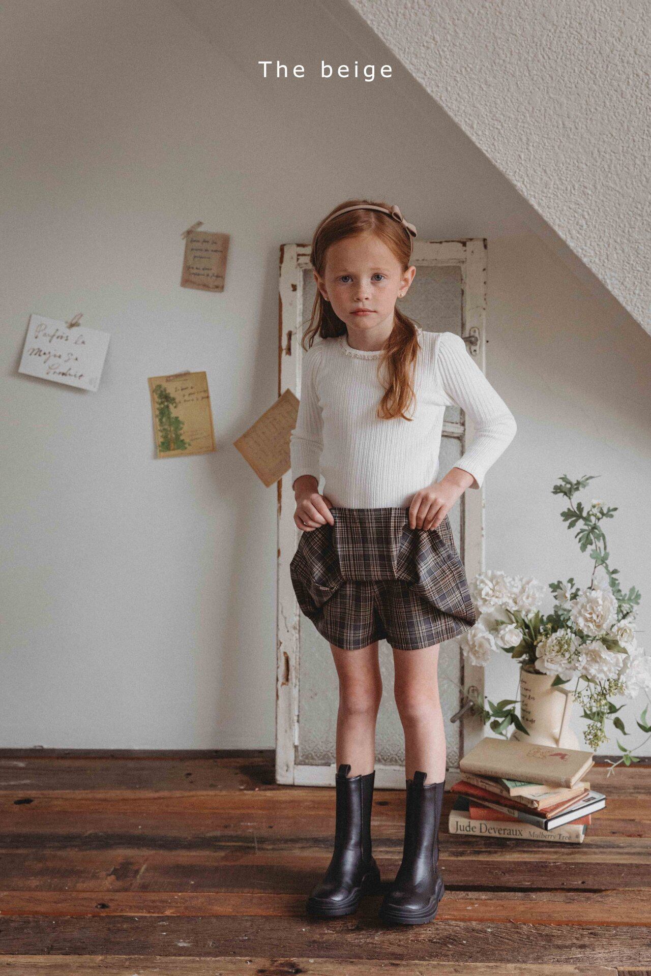 【即納】The beige / 前プリーツスカートパンツ