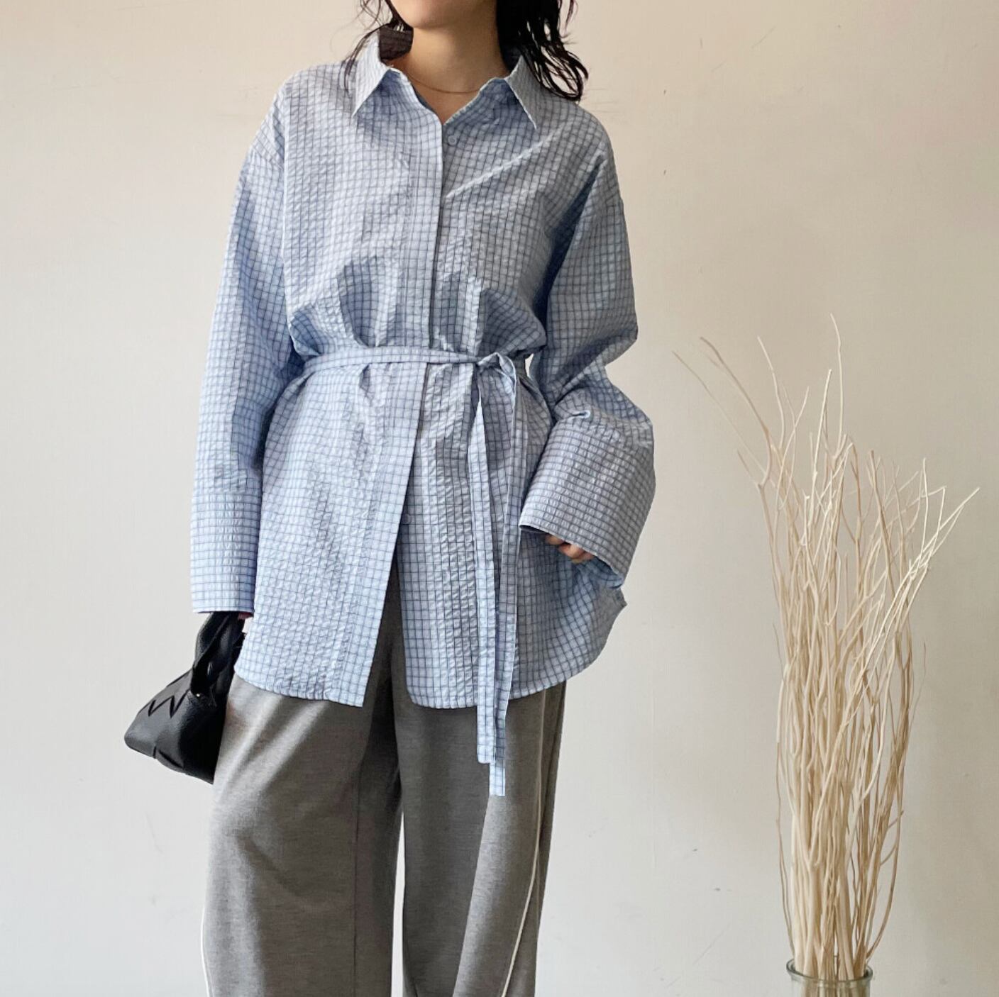 ナンバーミーTOKYO" CHECK 3WAY BIG SHIRTS"BLUE