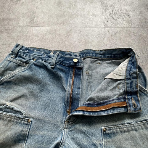 メキシコ製 デニム ダブルニー Carhartt B07 DNM 36×32 詳細写真7