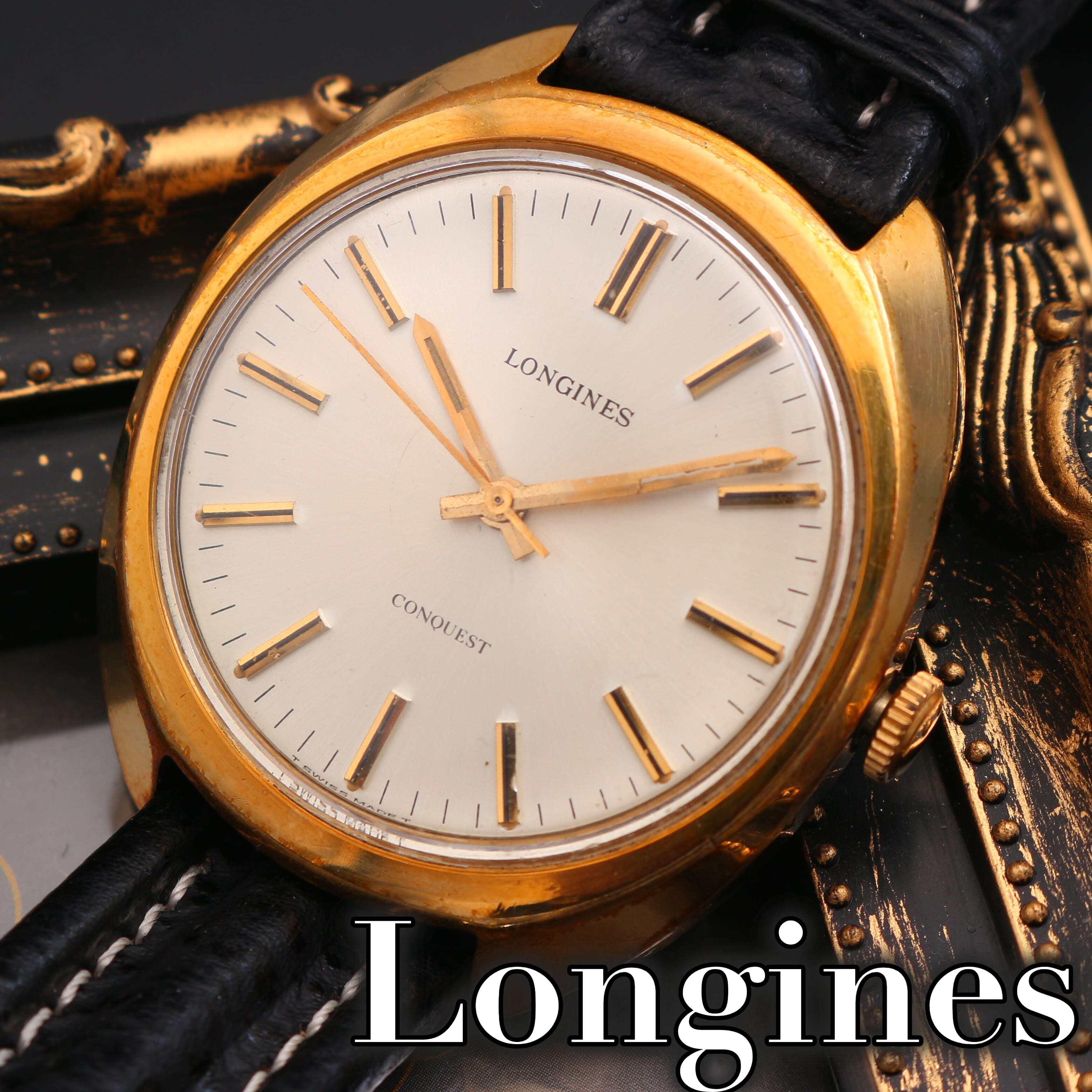 ロンジン コンクエスト 1970年代 手巻き腕時計 ゴールド メンズ Timepiecelab