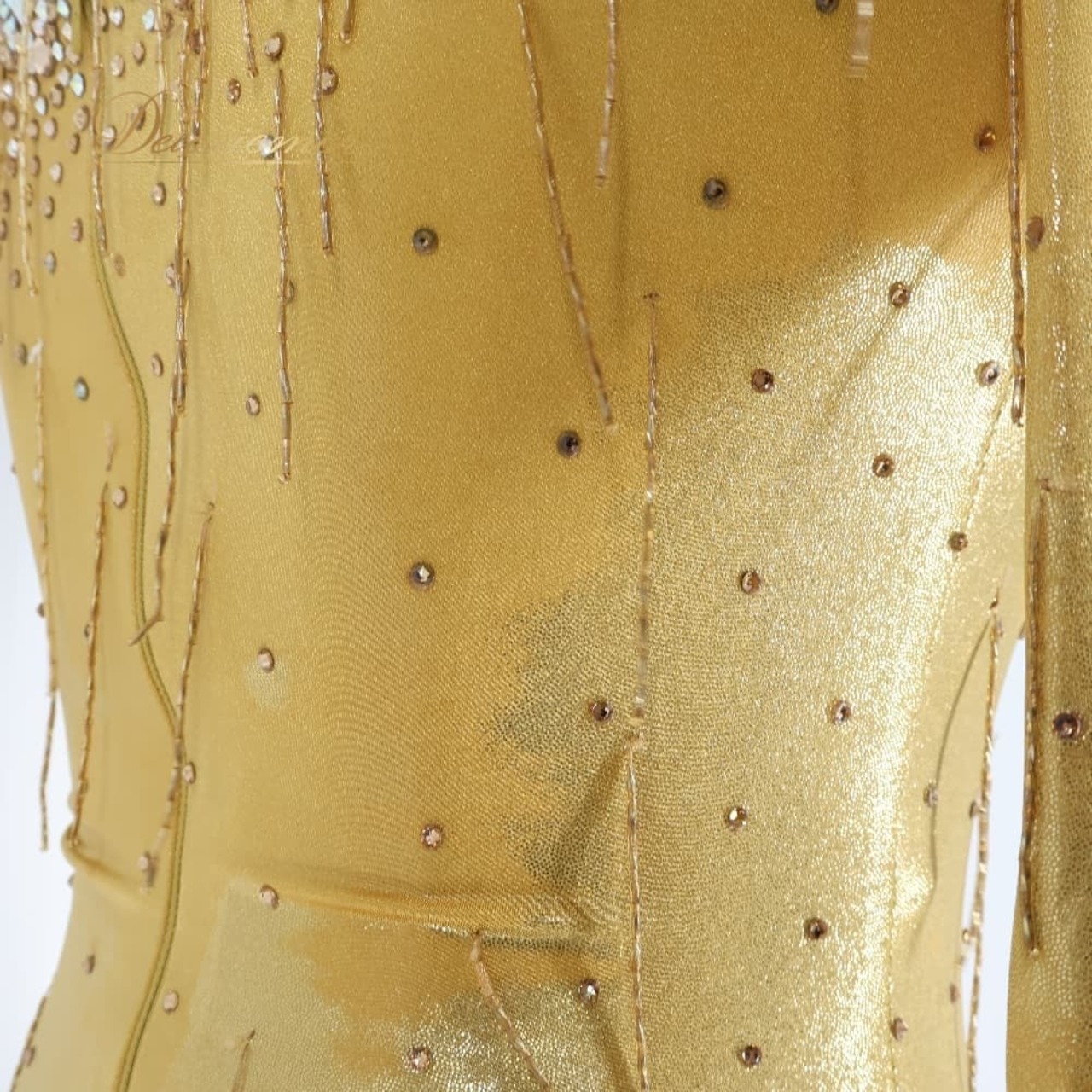 社交ダンス 衣装 クリスアン CHRISANNE イングランド製 スタンダードドレス ワンピース ドレス ホワイト系 ゴールド系 白 金 デモ 競技 ダンス パーティ 発表会 レース フロート レディース ゴージャス 大人かわいい エレガント