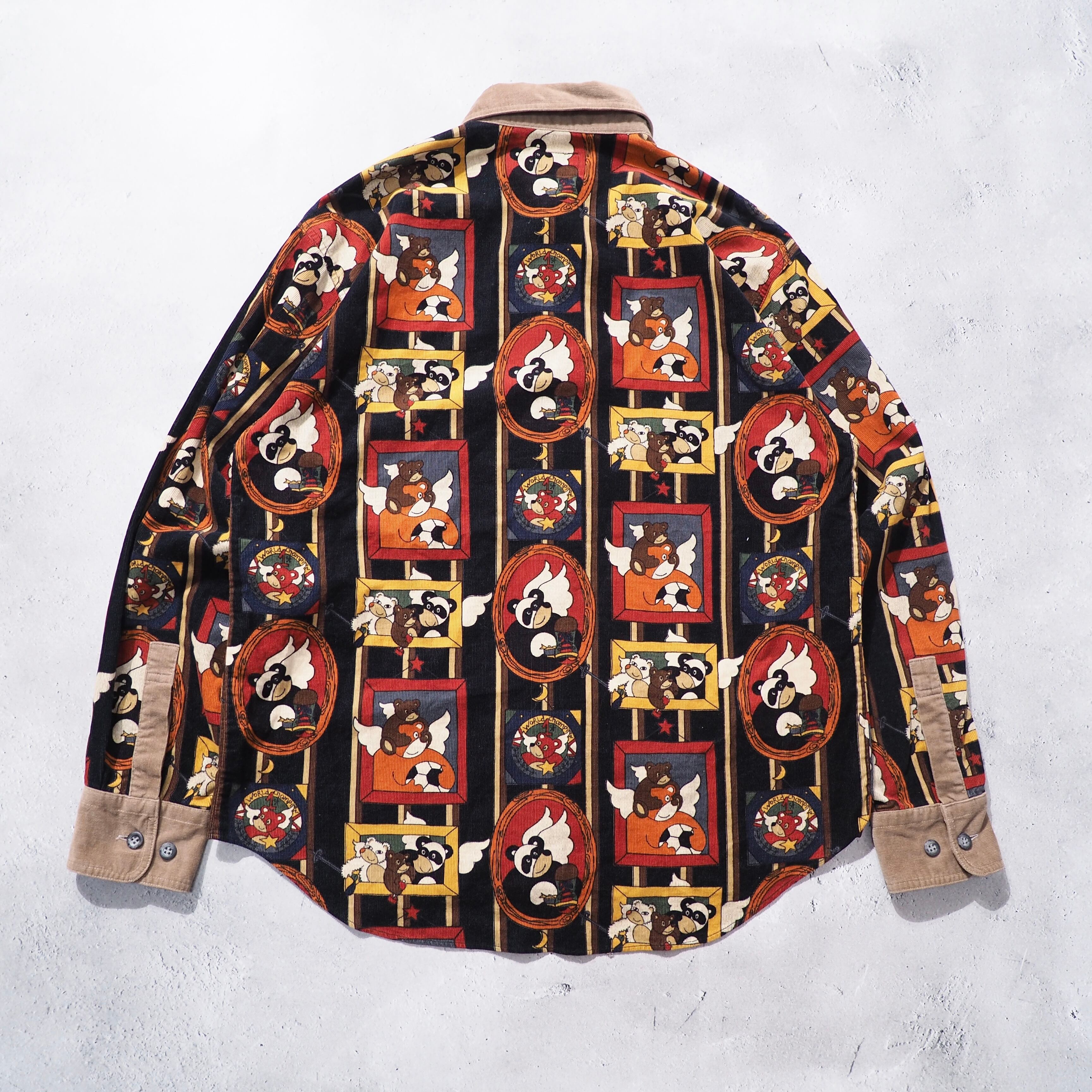 1990s ” Castel bajac ” colorful retro character printed vintage corduroy shirt