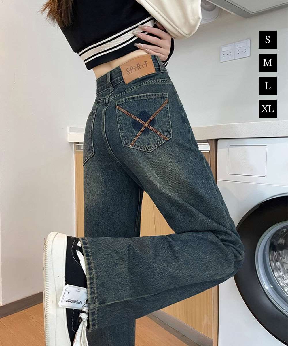 INDIMARK インディマーク／折り返し風デザイン ボーイフレンドデニム