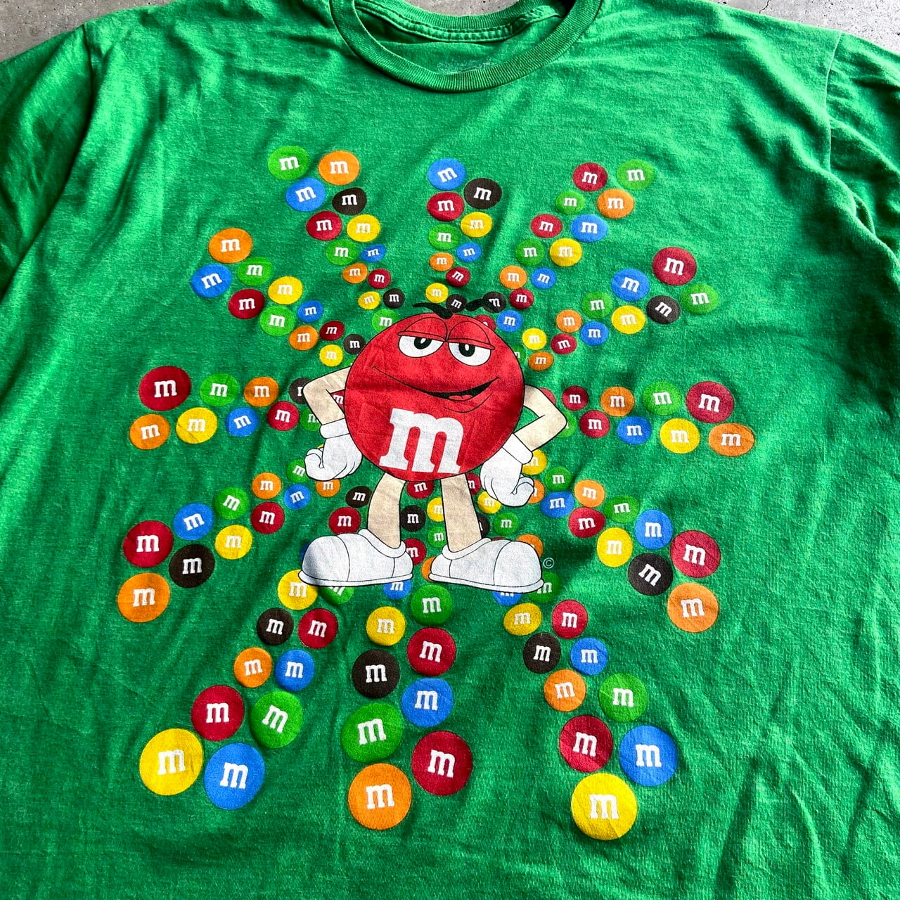 m&m's エムアンドエムズ キャラクタープリントTシャツ メンズXL 古着 グリーン 緑色【Tシャツ】【SA2107】 | cave  古着屋【公式】古着通販サイト