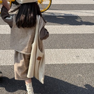 秋韓国風ベスト＆ハーフパンツツイードセット