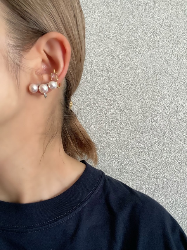 akoya pearl triplecurve clip ear cuff