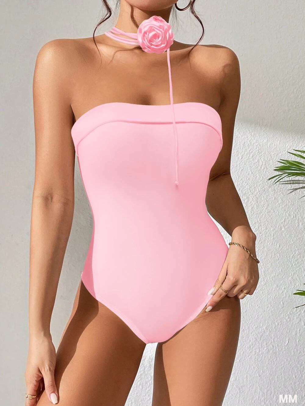 Bibinx 女性用のピンクの水着,ワンピース,セクシー,おなかコントロール