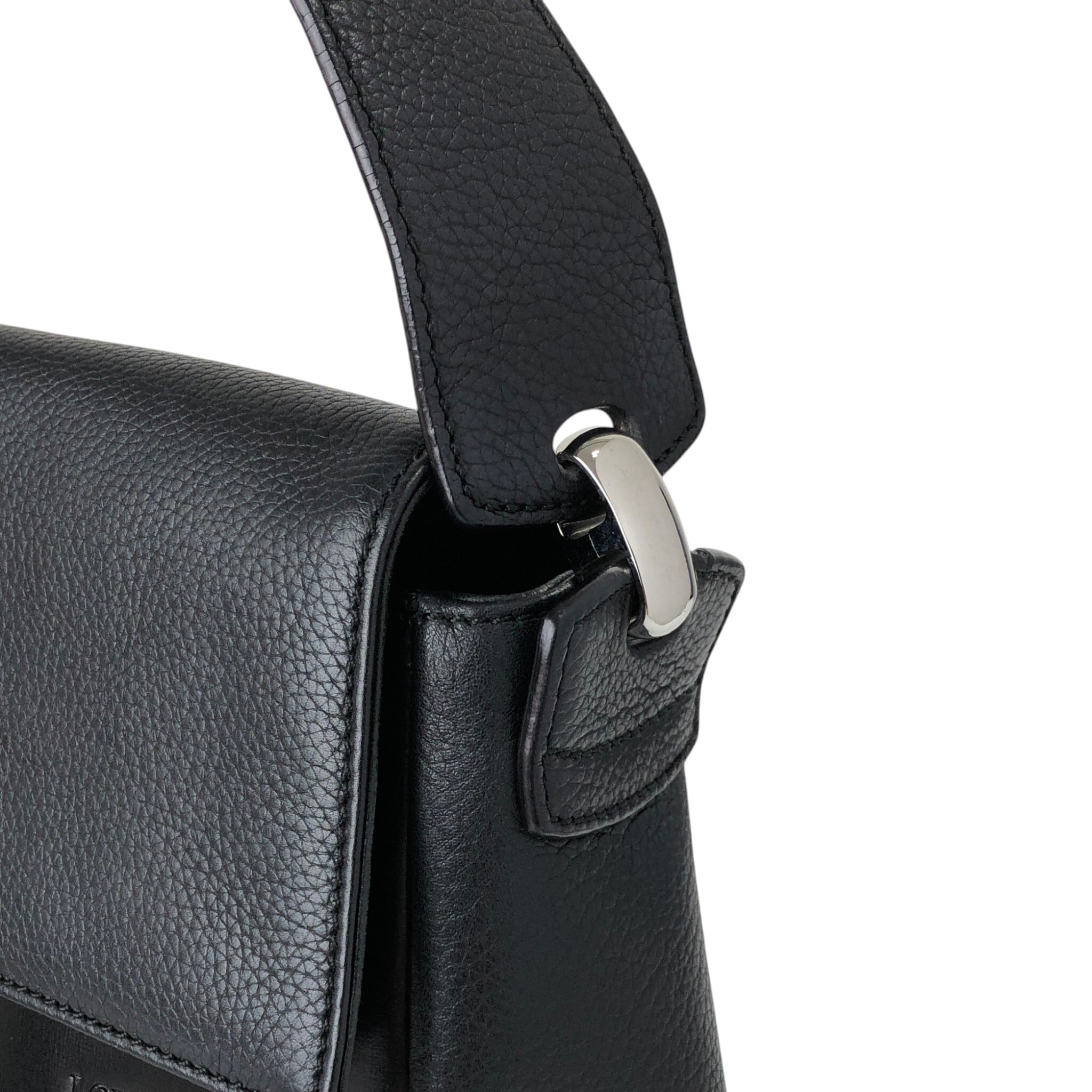 LOEWE ロエベ ショルダーバッグ ブラック ロゴ レザー vintage