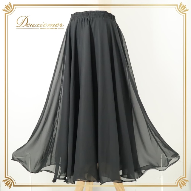 社交ダンス 衣装 prima boutique プリマブティック スカート レッスンウェア ブラック系 黒 チュール 透け感 シースルー フリル フレア 軽やか ダンス 練習 レッスン ダンス衣装 練習着 レッスンウェア 社交ダンス衣装 華やか かわいい おしゃれ 上品 大人っぽい