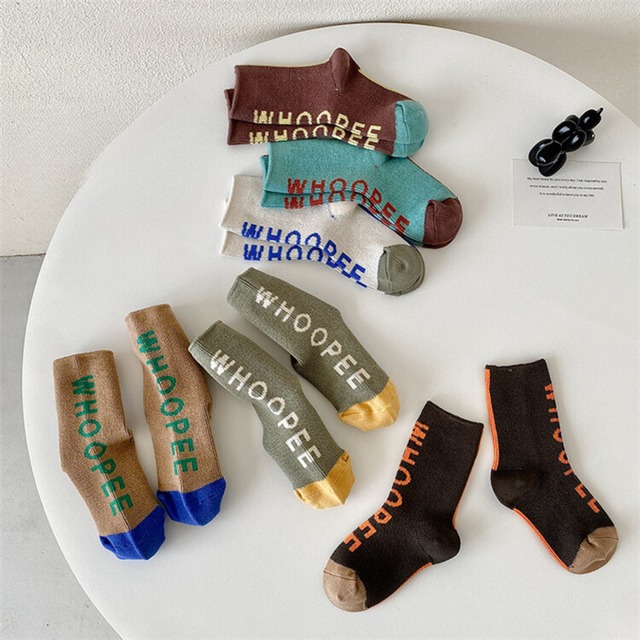 【即納】オータムカラーのWHOOPEEクルーソックス 3足セット