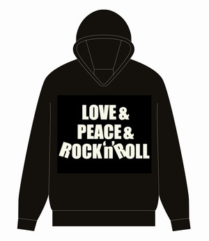 【LOVE&PEACE&ROCK'N'ROLL 発泡プリント】パーカー BLK / IVORY