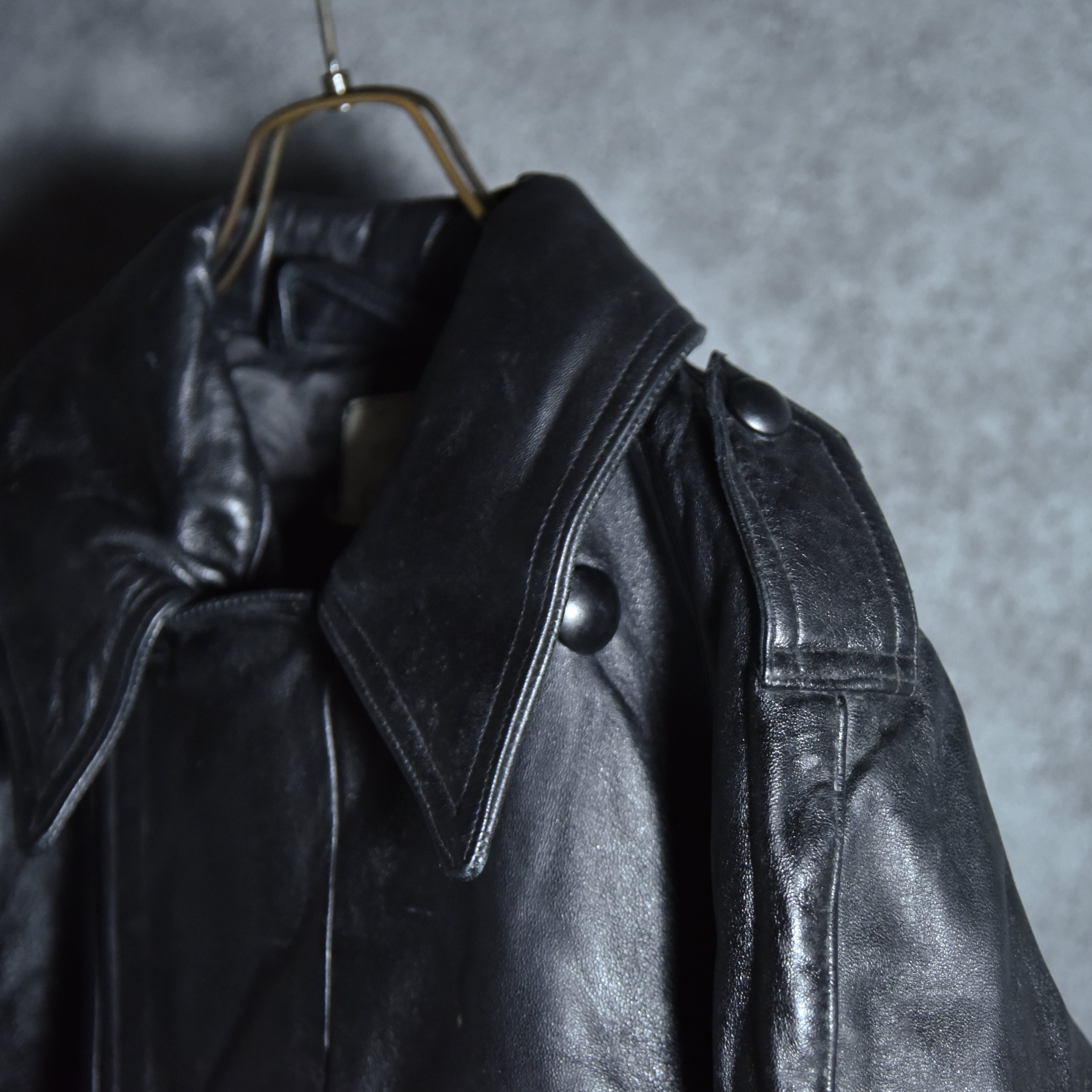80s French Army Leather Motorcycle Cort フランス軍 レザー モーター