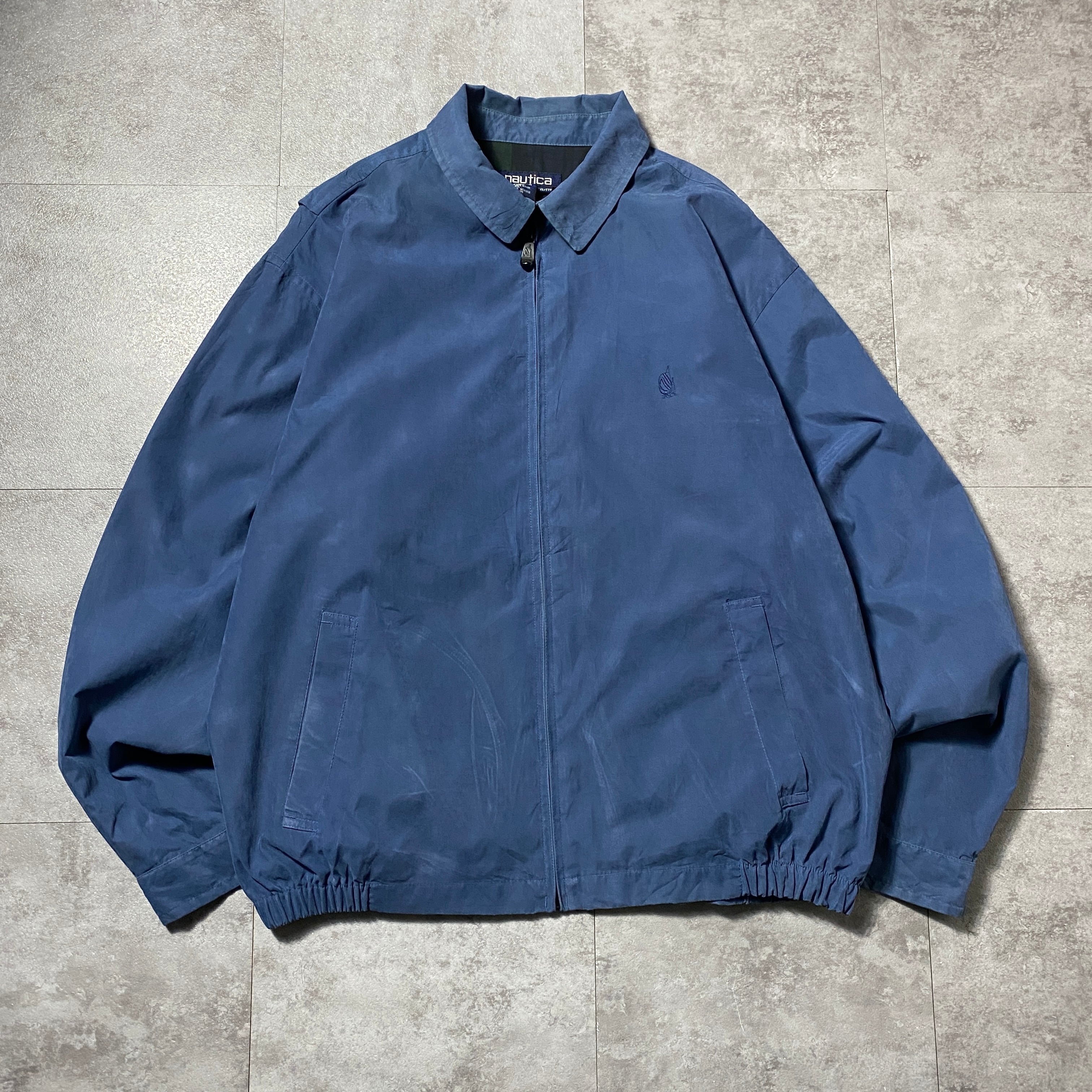 90's nautica ノーティカ スエード生地 刺繍ワンポイント ブルー