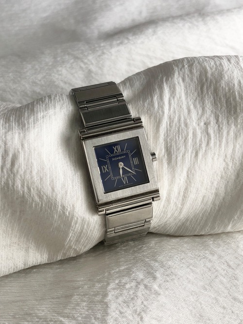 Yves Saint Laurent イヴ・サンローラン 腕時計 シルバー レクタンギュラー ステンレススチール クウォーツ  vintage ヴィンテージ オールド c2rgcx