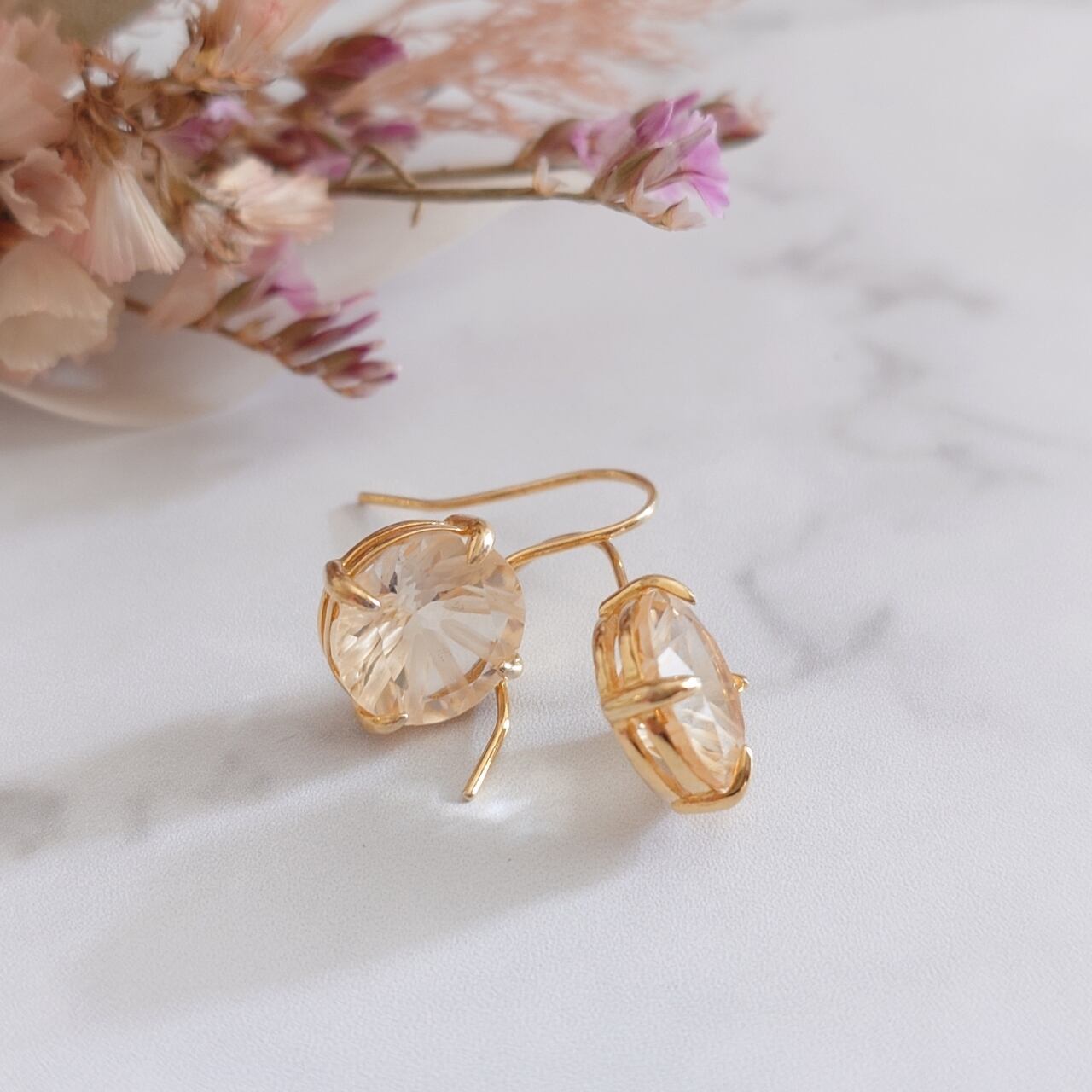 シトリン ラウンド ピアス