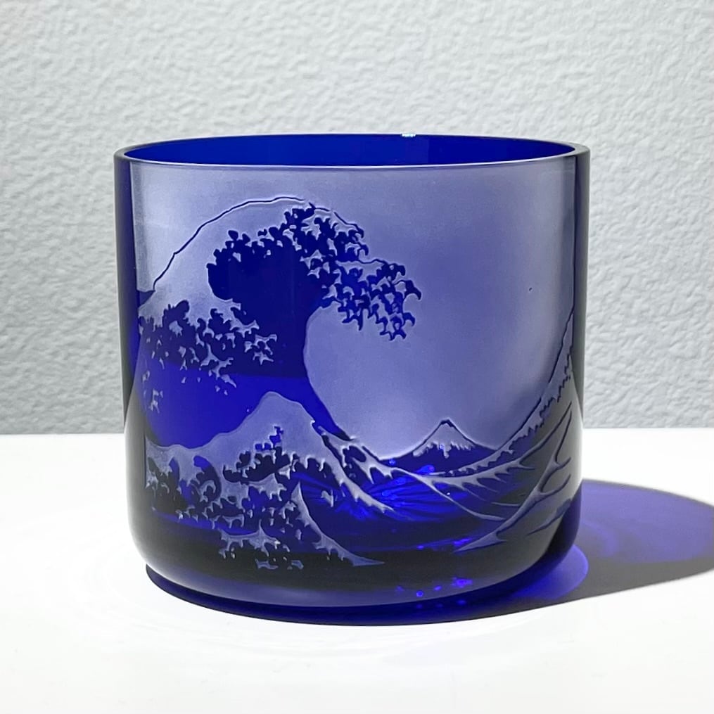 酒グラス 砂絵切子 富士と白波 | NakakinGlass