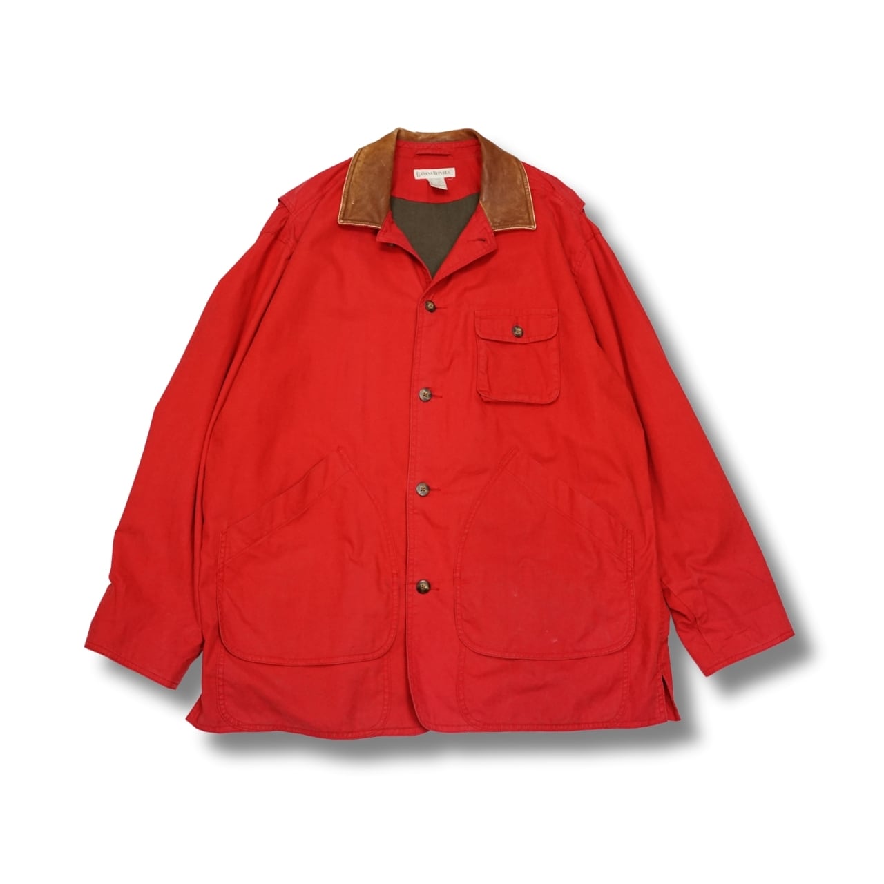 BANANA REPUBLIC バナナリパブリック 襟レザー コットンジャケット(表記L・実寸L相当)|NA511