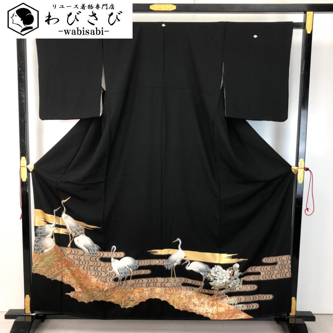 マーガレット 黒留袖 孔雀松 竹屋町刺繍 刺繍 手描き 五つ紋 比翼仕立て 黒留袖 孔雀 松 竹屋町刺繍 刺繍 手描き 五つ紋 比翼仕立て