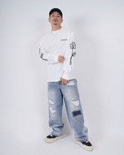 【#Re:room】FLOWER ARM EMBROIDERY LONG SLEEVE［REC886］