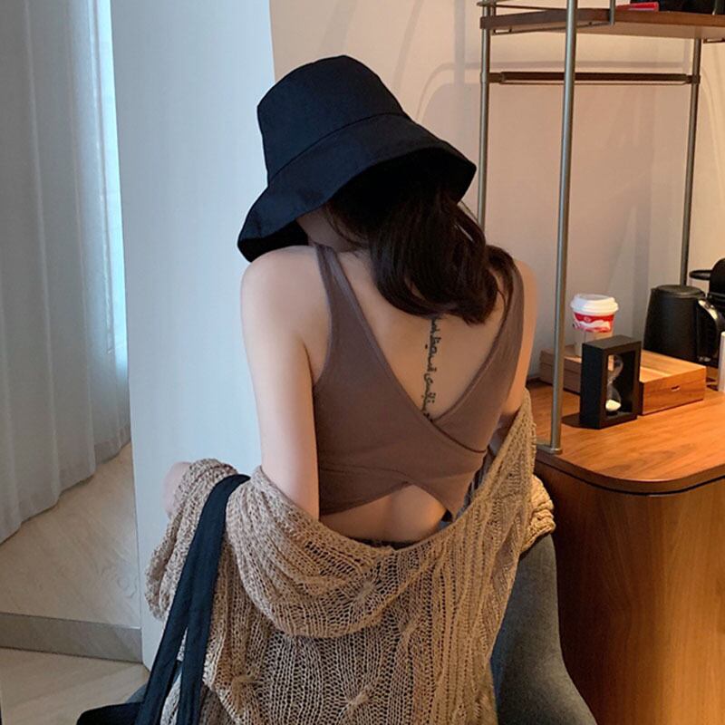 新しいセクシーなバッククロスのトレンドの2020年夏バージョン、オールマッチのアウターウェア、胸パッド付きのインナーベスト YY-ファッション8963302274