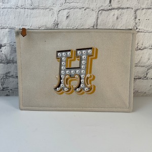 【最終処分SALE】HERMES エルメス   キャンバス ポーチ ホワイト A-8457