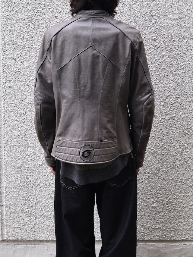grey racing leather jacket