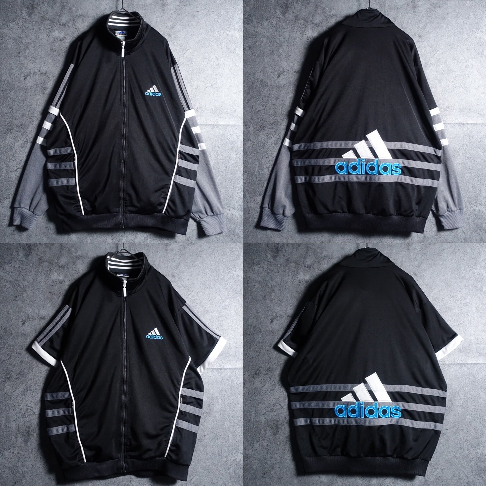 90s “adidas” Monotone embroidery logo 2way design track jacket