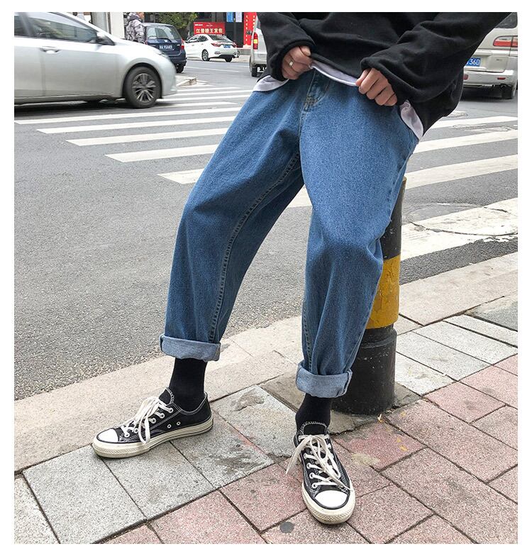 全2色 デニム パンツ ストレート カジュアル シンプル 無地