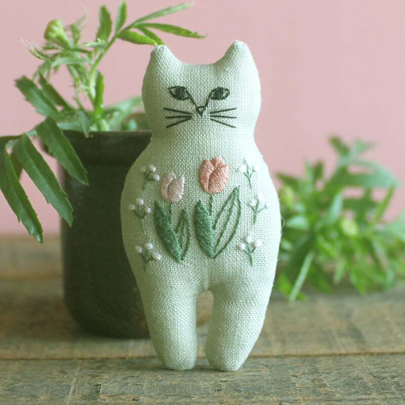 nekogao｜猫 刺繍キット 4個セット｜ハンドメイド ブローチキット
