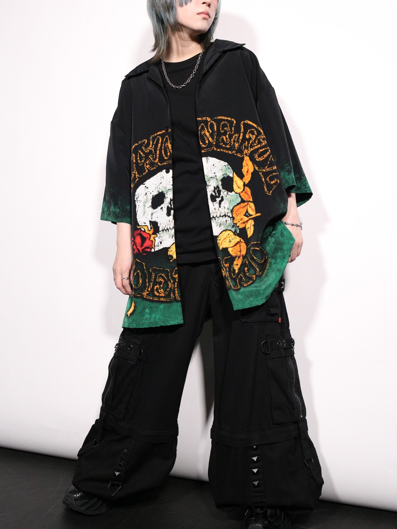 front and back skull graphic oversized s/s shirt - 3