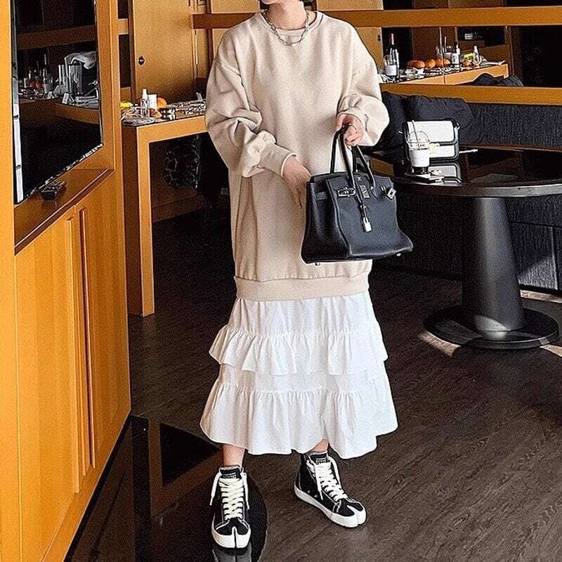 スウェットワンピース ドッキングワンピ カジュアル ガーリー E572