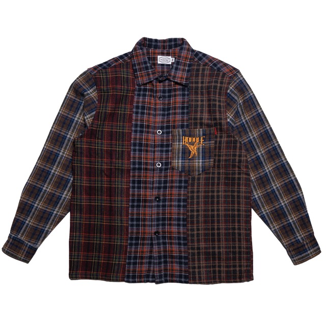 Hoddle|POLYURA PATCHWORK FLANNEL LONG SLEEVE SHIRT "送料無料"