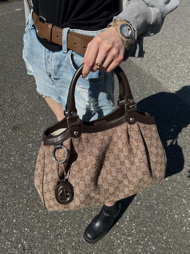 GUCCI グッチ GGキャンバス トートバッグ ブラウン スーキー ネップ ジャガード vintage ヴィンテージ オールド cyznyp