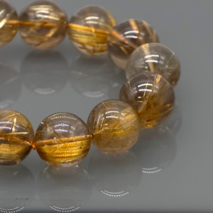 [高品質][大粒]スモーキータイチンルチルクォーツブレスレッド 18mm 手首17cm