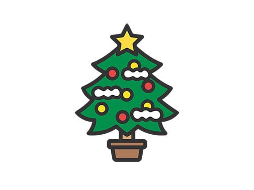 クリスマスツリーのアイコン（線画カラー）のイラスト | イラスト