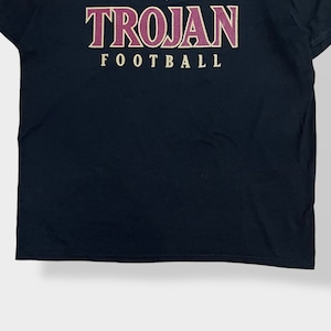 【GILDAN】カレッジ LSC 南カリフォルニア大学 TROJAN FOOTBALL ロゴ プリント Tシャツ t-shirt  半袖 黒 LARGE us古着