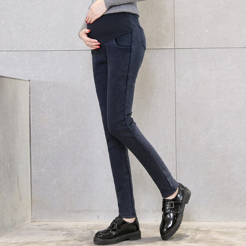 【新作】【送料無料】 マタニティウェア2020冬の新しいゴールドベルベットウォッシュドウォーターフライドフラワーイミテーションデニムプラスベルベット厚手の妊娠中のベリーリフトパンツ-アリババ ウィンター 冬物 フラワーデザイン expec233816525813