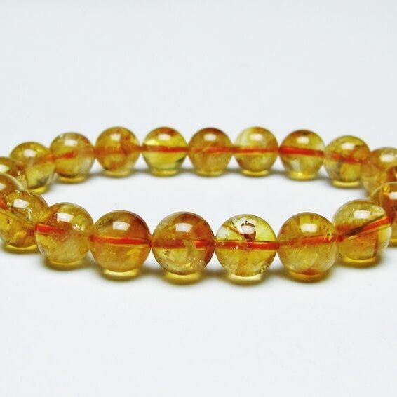 シトリンクォーツ ブレスレット 虹入り 10mm シトリン ブレス 一点物 メール便可 [M便 1/10] 111-46109
